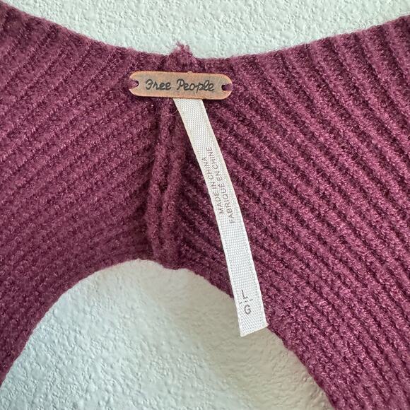 Free People Saffron Purple Pomegranate Open Back Sweater Women’s Large NWT - Picture 4 of 8